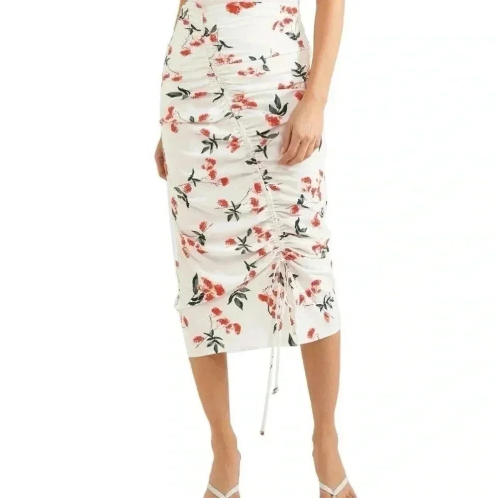 NWT White Floral Midi Skirt
